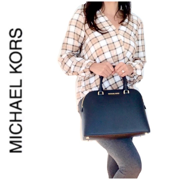 NWT authentic MK leather Cindy Dome satchel black - Picture 2 of 5